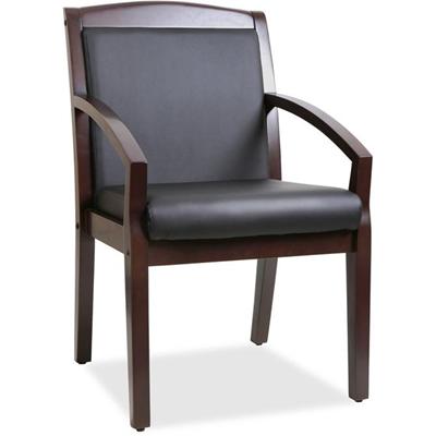 Lorell Sloping Arms Wood Frame Guest Chair - Black Seat Color - Bonded Leather Seat Material - Black Back Color - Bonded Leather Back Material - Espresso Frame Color - Wood Frame Material - Four-legged Base - 1 Each