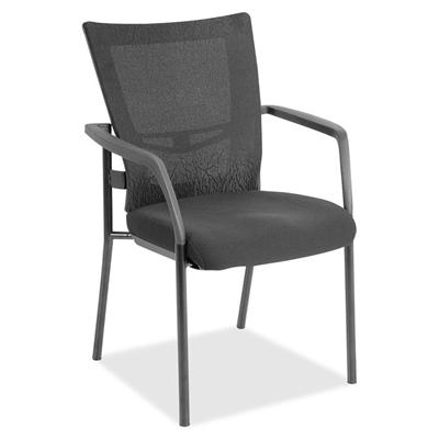 Lorell Mesh Back Guest Chair - Black Seat Color - Fabric Seat Material - Nylon Back Material - Powder Coated Frame Color - Four-legged Base - Black, Gray - Armrest - 1 Each