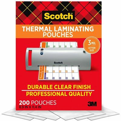 Scotch Thermal Laminating Pouches - Laminating Pouch/Sheet Size: 9" Width x 11.50" Length x 3 mil Thickness - Glossy - for Document, Photo, Schedule, Presentation, Phone List, Certificate, Sign, Award, Calendar, Artwork - Double Sided, Photo-safe - C