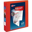 Avery&reg; Heavy-Duty View 3 Ring Binder - 1 1/2" Binder Capacity - Letter - 8 1/2" x 11" Sheet Size - 400 Sheet Capacity - 400 x 1.50" Ring(s) - Fastener(s): Ring - Pocket(s): 4, Internal - Polypropylene - Red - Adhesive, Clear Overlay, Heavy Duty, 
