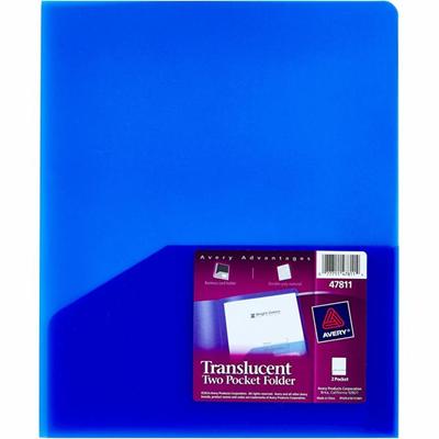 Avery&reg; Letter Pocket Folder - 8 1/2" x 11" - 20 Sheets Capacity - 2 Internal Pocket(s) - Blue - Translucent, Lightweight, Water Resistant, Flexible, PVC-free, Durable - 1 Each