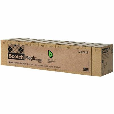 Scotch 3/4"W Magic Greener Tape Rolls - 25 yd Length x 0.75" Width - 1" Core - Matte - Clear - Split Resistant, Tear Resistant, Yellowing Resistant - For Office - 1 Pack