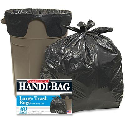 Berry Handi-Bag Wastebasket Bags - Medium Size - 30 gal Capacity - 36" Length x 29" Width x 0.70 mil (18 Micron) Thickness - Black - Hexene Resin - Home, Office - 1 Box