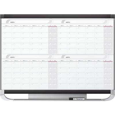 Quartet Prestige&reg; 2 Magnetic Four Month Calendar Board - Monthly - 4 Month - White, Graphite - Steel - 24" Height x 36" Width - Magnetic, Durable, Ghost Resistant, Stain Resistant, Marker Tray, Maintenance Schedule