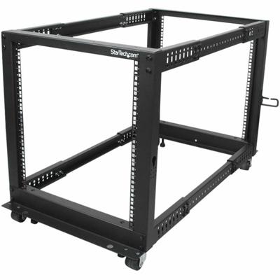 StarTech.com Rack Cabinet - For Server, LAN Switch, A/V Equipment, Patch Panel, KVM Switch - 12U Rack Height x 19" Rack Width x 40" Rack Depth - Floor Standing Open Frame - Black - Steel, Cold Rolled Steel - 1.20 lb Static/Stationary Weight Capacity