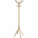 Alba High-capacity Wood Coat Stand - 10 Pegs - 48" Height - for Coat, Clothes - Wood - Light Brown - 1 Each