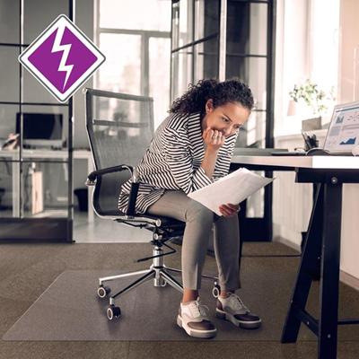 Floortex Computex&reg; Anti-Static Standard Pile Carpet PVC Rectangular Chair Mat - Carpet, Electrical Equipment, Home, Office - 60" Length x 48" Width x 0.110" Depth x 0.110" Thickness - Rectangular - Polyvinyl Chloride (PVC), Vinyl - Clear - 1 Each