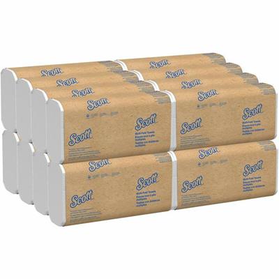 Scott&reg; 100% Recycled Fiber Multifold Paper Towels with Absorbency Pockets - 9.20" Width x 9.40" Length - White - Fiber - 250/Pack - 16 / Carton