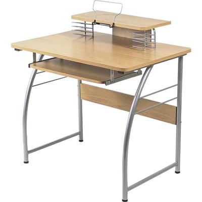 Lorell Computer Desk with Upper Shelf - Laminated Rectangle Top - 23.60" Table Top Width x 35.40" Table Top Depth - 35.20" Height - Computer, Tablet, Laptop, Document, File, CD/DVD, Accessories - Assembly Required - Maple - Metal - Steel Frame Materi