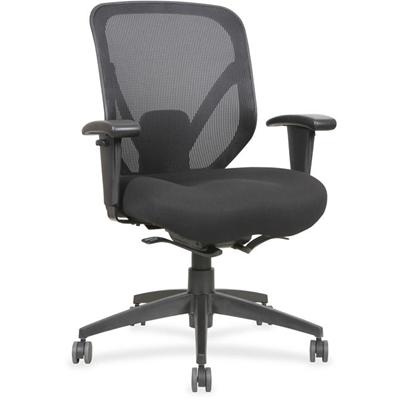 Lorell Executive Self-tilt Mesh Mid-back Office Chair - Fabric Seat Material - Fabric Back Material - 5-star Base - Black - 1 Each