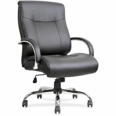 Lorell Deluxe Big & Tall Chair - Black Seat Color - Bonded Leather Seat Material - Black Back Color - Bonded Leather Back Material - 5-star Base - Black - 1 Each