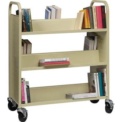 Lorell Double-sided Book Cart - 6 Shelf - 200 lb Load Capacity - 5" Caster Size - Steel - 36" Width x 19" Depth x 46" Height - Putty - 1 Each