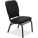 Lorell Oversize Stack Chairs with No Arms - Black Seat Color - Vinyl Seat Material - Black Back Color - Vinyl Back Material - Steel Frame Material - Four-legged Base - 2 / Carton