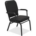 Lorell Oversize Stack Chairs with Arms - Black Seat Color - Vinyl Seat Material - Black Back Color - Vinyl Back Material - Steel Frame Material - Four-legged Base - 2 / Carton