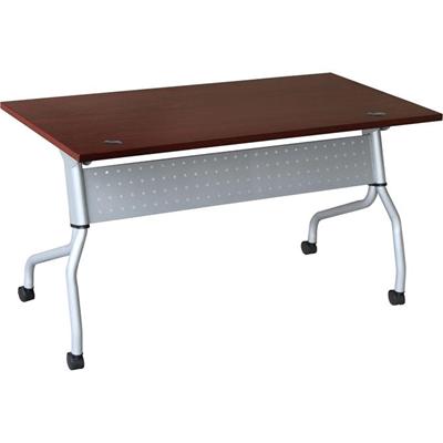 Lorell Flip Top Training Table - Rectangle Top - Four Leg Base - 4 Legs - 23.60" Table Top Width x 60" Table Top Depth - 29.50" Height x 59" Width x 23.63" Depth - Training - Assembly Required - Mahogany - Nylon - Melamine Top Material - 1 Each