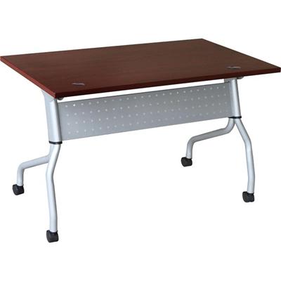 Lorell Flip Top Training Table - Rectangle Top - Four Leg Base - 4 Legs - 23.60" Table Top Width x 48" Table Top Depth - 29.50" Height x 47.25" Width x 23.63" Depth - Training - Assembly Required - Mahogany - Nylon - Melamine Top Material - 1 Each