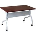 Lorell Flip Top Training Table - Rectangle Top - Four Leg Base - 4 Legs - 23.60" Table Top Width x 48" Table Top Depth - 29.50" Height x 47.25" Width x 23.63" Depth - Training - Assembly Required - Mahogany - Nylon - Melamine Top Material - 1 Each