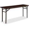 Lorell Economy Folding Banquet Table - Mahogany Rectangle Top - 60" Table Top Width x 18" Table Top Depth x 0.62" Table Top Thickness - 29" Height - Presentation, Food - Melamine Top Material - Steel Frame Material - 1 Each