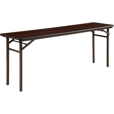 Lorell Economy Folding Banquet Table - Mahogany Rectangle Top - 500 lb Capacity - 72" Table Top Width x 18" Table Top Depth x 0.62" Table Top Thickness - 29" Height - Presentation, Food - Melamine Top Material - Steel Frame Material - 1 Each