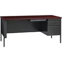 Lorell Fortress Series 66" Right-Pedestal Desk - Rectangle Top - 66" Table Top Width x 30" Table Top Depth x 1.12" Table Top Thickness - 29.50" Height - Office, File - Assembly Required - Laminated, Mahogany - Steel - 1 Each