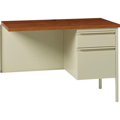 Lorell Fortress Series Right-Pedestal Return - Rectangle Top - 42" Table Top Width x 24" Table Top Depth x 1.12" Table Top Thickness - 29.50" Height - Office, File - Assembly Required - Oak, Oak Laminate, Putty - Steel - 1 Each