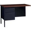 Lorell Fortress Series Left-Pedestal Return - Rectangle Top - 42" Table Top Width x 24" Table Top Depth x 1.12" Table Top Thickness - 29.50" Height - Office, File - Assembly Required - Black Walnut, Laminated, Walnut - Steel - 1 Each