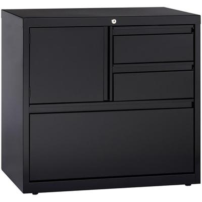 Lorell 30" Personal Storage Center Lateral File - 30" Width x 18.6" Depth x 28" Height - 3 x Drawer(s) for File, Box - A4, Letter, Legal - Hanging Rail, Glide Suspension, Grommet, Cable Management, Interlocking, Reinforced Base, Adjustable Glide, Dur