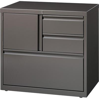 Lorell 30" Personal Storage Center Lateral File - 30" Width x 18.6" Depth x 28" Height - 3 x Drawer(s) for File, Box - A4, Letter, Legal - Hanging Rail, Glide Suspension, Grommet, Cable Management, Interlocking, Reinforced Base, Adjustable Glide, Mag