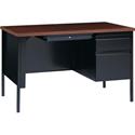Lorell Fortress Series 48" Right Single-Pedestal Desk - Laminated Rectangle, Walnut Top - 30" Table Top Length x 48" Table Top Width x 1.13" Table Top Thickness - 29.50" Height - Business Environment, Educational Environment, Office - Assembly Requir