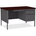 Lorell Fortress Series 48" Right Single-Pedestal Desk - Laminated Rectangle, Mahogany Top - 30" Table Top Length x 48" Table Top Width x 1.13" Table Top Thickness - 29.50" Height - Business Environment, Educational Environment, Office - Assembly Requ
