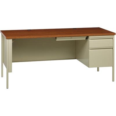 Lorell Fortress Series 66" Right-Pedestal Desk - Oak Laminate Rectangle Top - 30" Table Top Length x 66" Table Top Width x 1.13" Table Top Thickness - 29.50" Height - Business Environment, Educational Environment, Office - Assembly Required - Oak, Pu