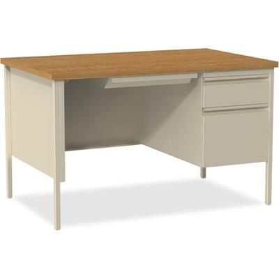 Lorell Fortress Series 48" Right Single-Pedestal Desk - Oak Laminate Rectangle Top - 30" Table Top Length x 48" Table Top Width x 1.13" Table Top Thickness - 29.50" Height - Business Environment, Educational Environment, Office - Assembly Required - 