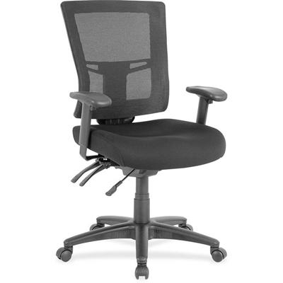 Lorell Mid-back Mesh Office Chair - Black Seat Color - Fabric Seat Material - Black Back Color - Nylon Back Material - 5-star Base - Black - 1 Each