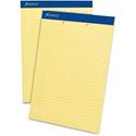 Ampad Writing Pad - 50 Sheets - Stapled - 0.34" Ruled - 15 lb Basis Weight - Letter - 8 1/2" x 11" Sheet Size x 8.5" Width x 11.8" Length - Canary Yellow Paper - Dark Blue Binding - Micro Perforated, Sturdy Back, Chipboard Backing, Tear Resistant - 1