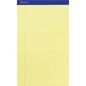 Ampad Writing Pad - 50 Sheets - Stapled - 0.34" Ruled - 15 lb Basis Weight - Legal - 8 1/2" x 14" Sheet Size - Canary Yellow Paper - Dark Blue Binding - Perforated, Sturdy Back, Chipboard Backing, Tear Resistant - 1 Dozen