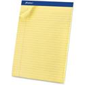 Ampad Basic Perforated Writing Pads - Legal - 50 Sheets - Stapled - 0.34" Ruled - 15 lb Basis Weight - Legal - 8 1/2" x 11 1/2" Sheet Size x 8.5" Width x 11.8" Length - Canary Yellow Paper - Dark Blue Binding - Sturdy Back, Chipboard Backing, Micro P