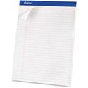 Ampad Basic Perforated Writing Pads - 50 Sheets - Stapled - 0.34" Ruled - 15 lb Basis Weight - 8 1/2" x 11 3/4" Sheet Size - White Paper - White Cover - Sturdy Back, Header Strip, Micro Perforated, Chipboard Backing - 1 Dozen