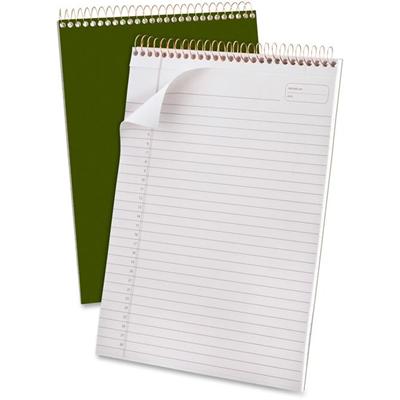 Ampad Gold Fibre Classic Wirebound Legal Pads - 70 Sheets - Wire Bound - 0.34" Ruled - 20 lb Basis Weight - 8 1/2" x 11 3/4" Sheet Size - White Paper - Classic Green Cover - Micro Perforated, Stiff-back, Chipboard Backing - 1 Each