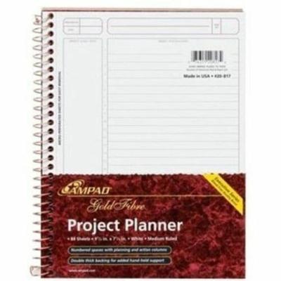 TOPS Ampad Gold Fibre Project Planner, 9 1/2" x 7 1/4" , Assorted Colors - Small - 7 1/4" x 2/5" Sheet Size - White Sheet - Wire Bound - Assorted Cover - 0.4" Height x 7.2" Width - 1 Each
