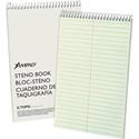Ampad Kraft Cover Steno Book - 80 Sheets - Wire Bound - Front Ruling Surface - 0.34" Ruled - Gregg Ruled Margin - 15 lb Basis Weight - 6" x 9" Sheet Size - Green Tint Paper - Kraft Cover - Chipboard Backing, Rigid, WireLock, Snag Resistant, Sturdy Co