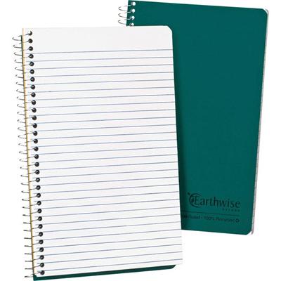 Ampad Oxford Narrow Rule Recycled Wirebound Notebook - 80 Sheets - Wire Bound - 5" x 8" Sheet Size - White Paper - Green Kraft Cover - Micro Perforated, Easy Tear, Snag Resistant, WireLock, Subject, Hard Cover, Rigid - Recycled - 1 Each