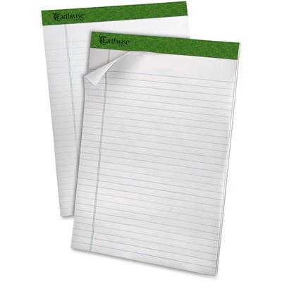 Ampad Earthwise Recycled Writing Pads - 40 Sheets - Both Side Ruling Surface - 0.34" Ruled - Ruled Margin - 20 lb Basis Weight - 8 1/2" x 11 3/4" Sheet Size - White Paper - Environmentally Friendly, Micro Perforated - Recycled - 4 / Pack