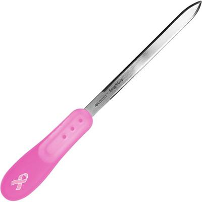 Westcott Pink Ribbon 9" Letter Opener - Stainless Steel Blade - Plastic Handle - Pink - 1 Each