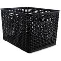 Advantus Plastic Weave Bin - Square - 13.5" Height x 10.5" Width x 8.8" Depth - Plastic - Black - 1 Pack