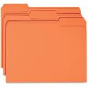 Business Source 1/3 Tab Cut Recycled Top Tab File Folder - 11 pt. - Orange - 10% Recycled - 100 / Box