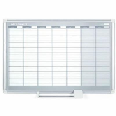 MasterVision Dry-erase Magnetic Planning Board - Weekly - 1 Week - Silver, White - Aluminum - 24" Height x 36" Width - Scratch Resistant, Ghost Resistant, Accessory Tray, Heavy Duty, Dry Erase Surface, Magnetic - 1 Each