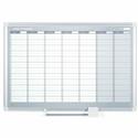 MasterVision Dry-erase Magnetic Planning Board - Weekly - 1 Week - Silver, White - Aluminum - 24" Height x 36" Width - Scratch Resistant, Ghost Resistant, Accessory Tray, Heavy Duty, Dry Erase Surface, Magnetic - 1 Each