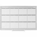 MasterVision 48" 12-month Calendar Planning Board - Julian Dates - Monthly, Weekly, Daily - 12 Month - Silver, White - Aluminum - 36" Height x 48" Width - Scratch Resistant, Ghost Resistant, Accessory Tray, Dry Erase Surface, Magnetic - 1 Each