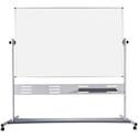 MasterVision Magnetic Dry Erase 2-sided Easel - 72" (6 ft) Width x 48" (4 ft) Height - White Lacquered Steel Surface - Silver Aluminum Frame - Rectangle - Portable - Magnetic - Locking Casters, Heavy Duty, Durable, Reversible, Pen Tray, Mobility, Rep