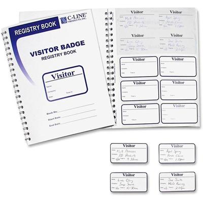 C-Line Registry Log Visitor Badges - Carbonless Copy - White - 1 Box
